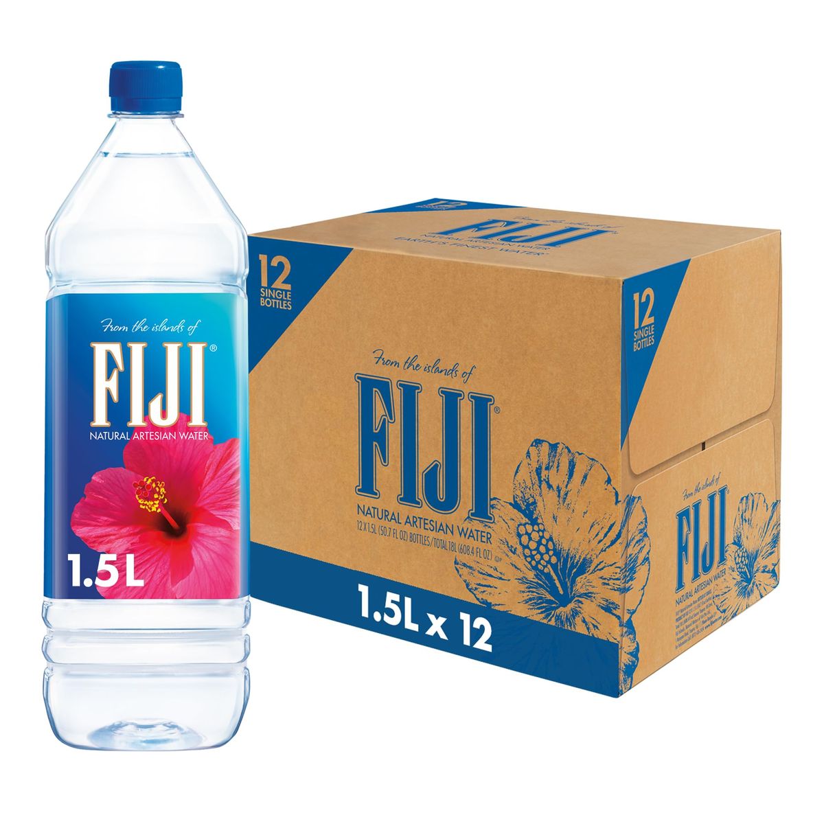 FIJI Natural Artesian Bottled Water 1.5L bottles on a table | Mubboo