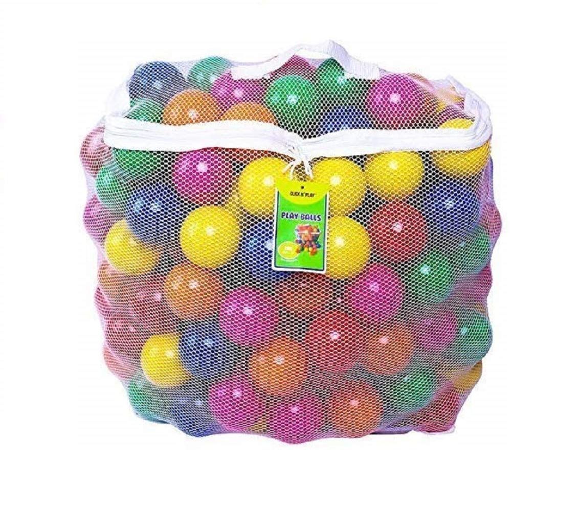Click N' Play 400 pack of phthalate-free BPA-free crush-proof plastic ball pit balls in 6 bright colors with storage bag