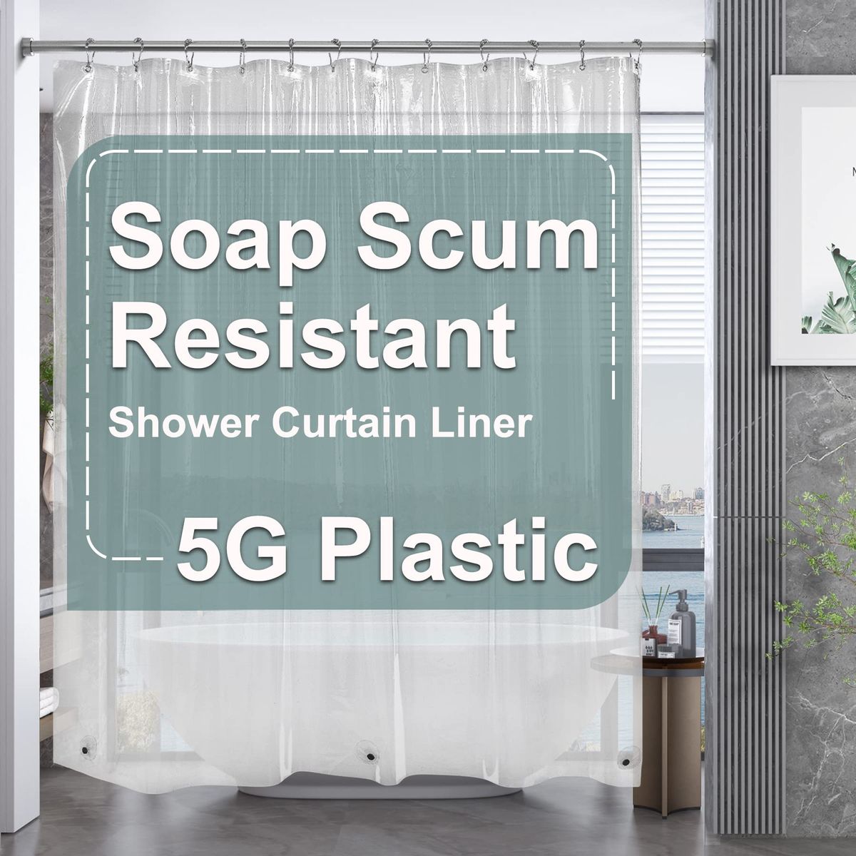 AmazerBath clear shower curtain product photo