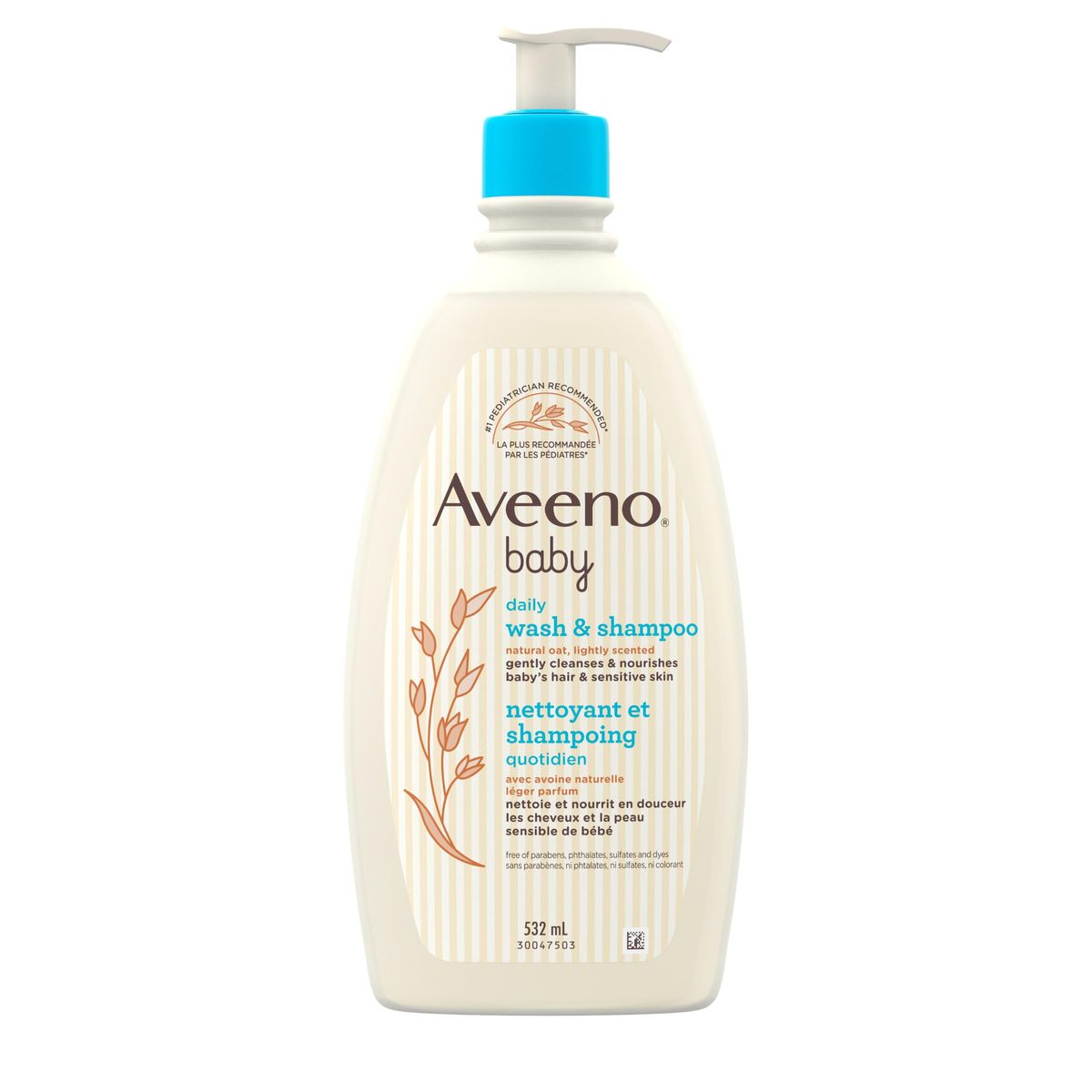 Aveeno Baby Daily Moisture Gentle Baby Body Wash bottle with oat extract on a white background. | Mubboo