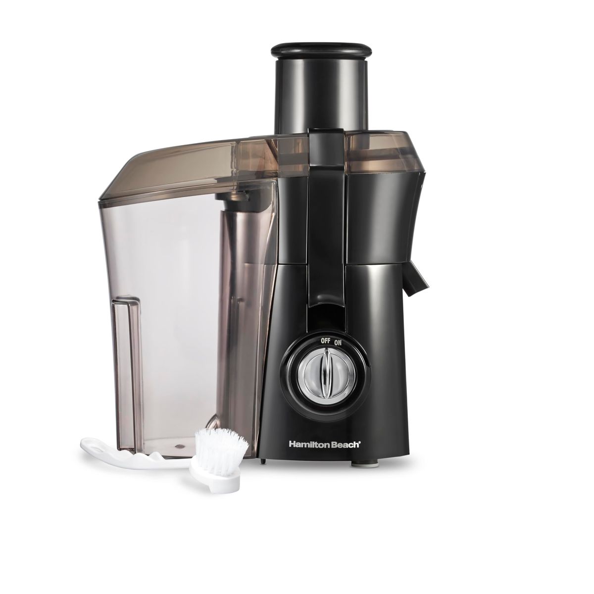Hamilton Beach Big Mouth centrifugal juicer with 3-inch feed chute on a countertop