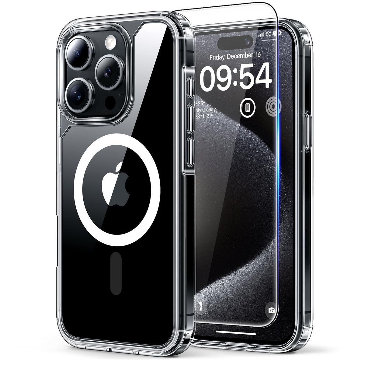 TAURI iPhone 15 Pro Max case with MagSafe and adhesive card holder slot