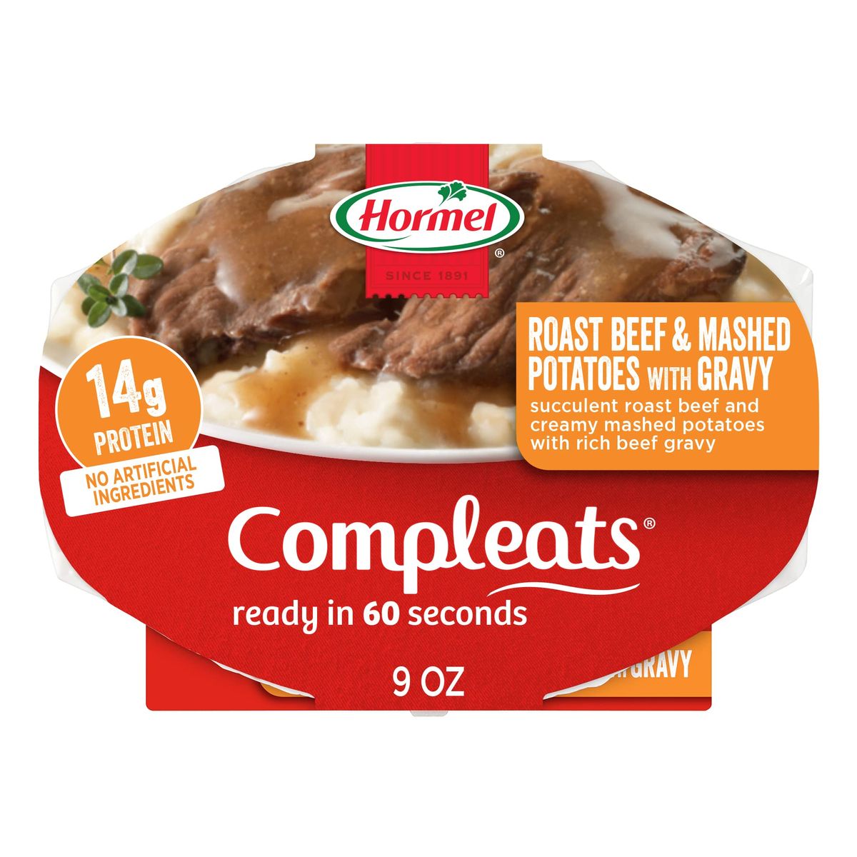 HORMEL COMPLEATS Roast Beef & Mashed Potatoes With Gravy Microwave Tray, Pack of 6