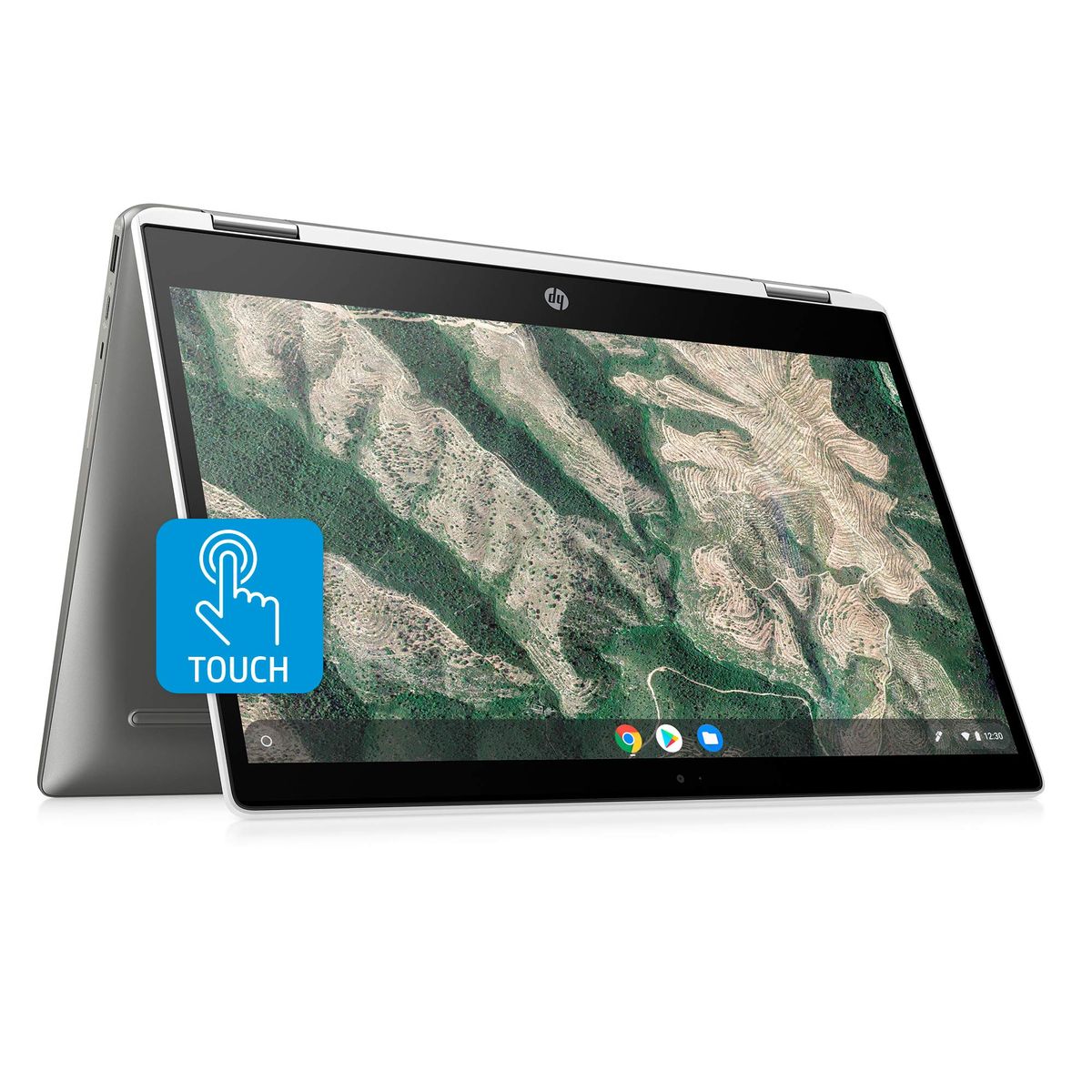 HP Chromebook x360 14-inch HD Touchscreen laptop in ceramic white