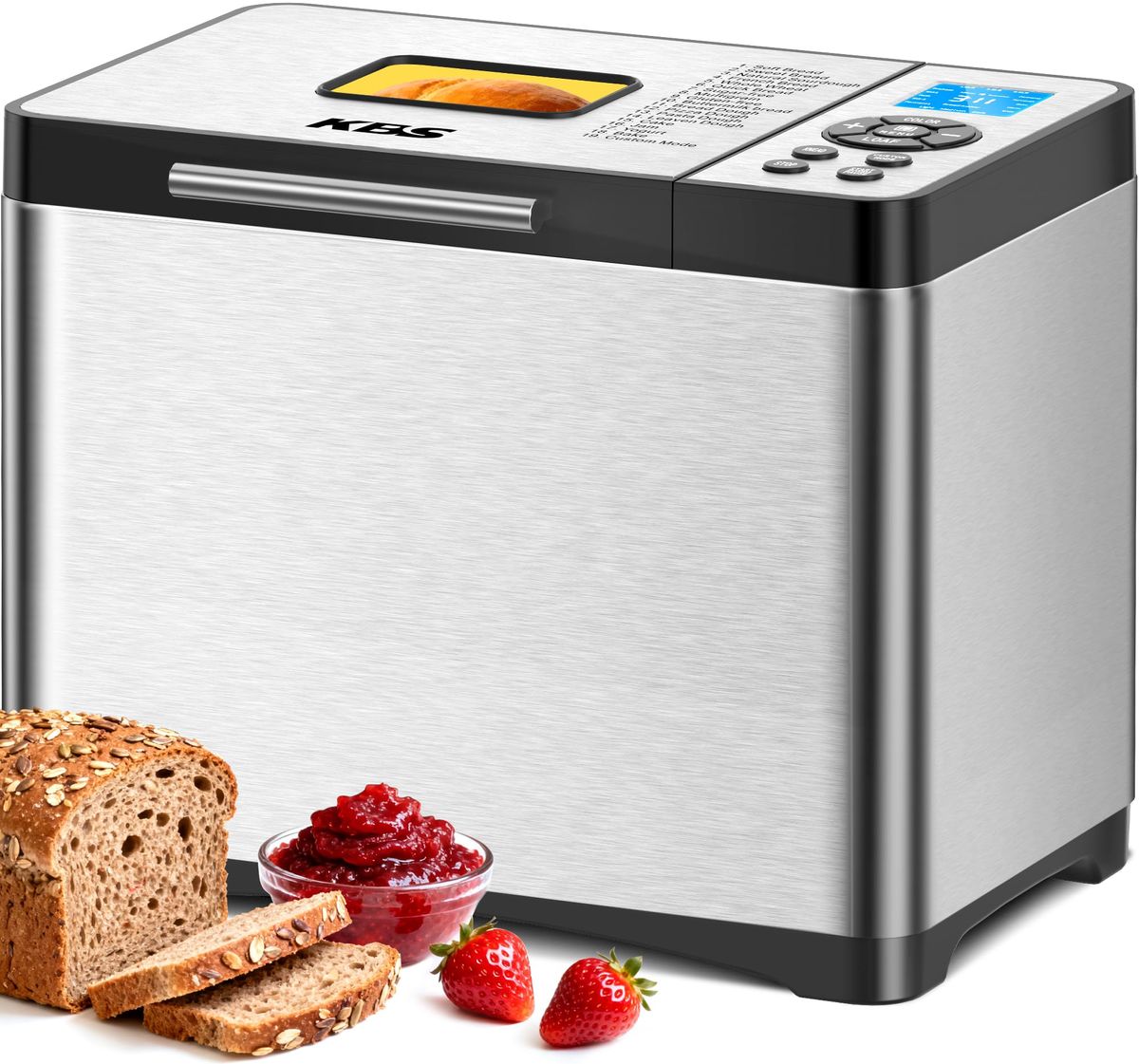 KBS 19-in-1 Programmable Bread Maker with stainless steel exterior and control panel