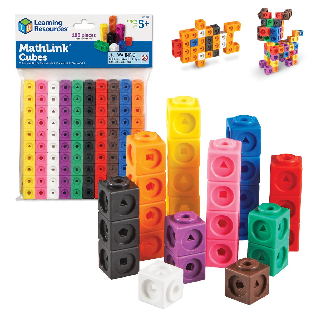 Learning Resources MathLink Cubes in 10 colors, ideal for hands-on math activities