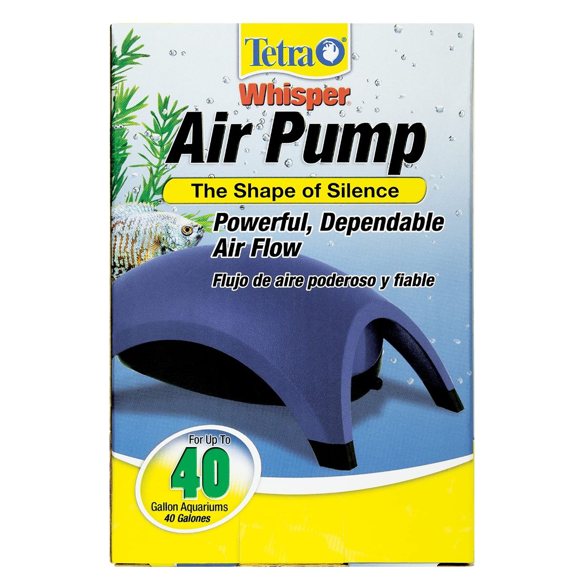 Tetra Whisper Air Pump 20-40 gallon and 60-100 gallon model, blue plastic, for aquariums