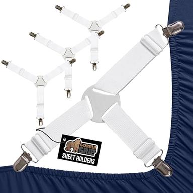 GORILLA GRIP Bed Sheet Holders, Adjustable Elastic Fasteners, 4-Pack | Mubboo