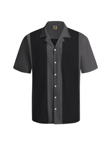 Hardaddy Men's Vintage Bowling Shirt Gray Camp Collar | Mubboo