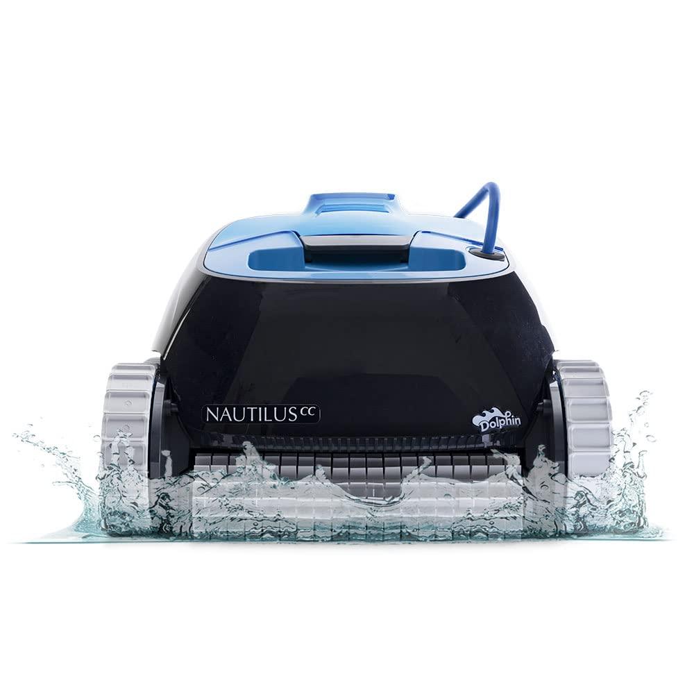 Dolphin Nautilus CC robotic pool cleaner underwater scrubbing pool wall