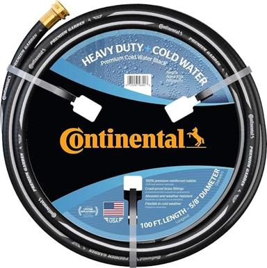 Continental Premium Garden Black Heavy Duty Cold Water Garden Hose, 5/8 in. x 100 ft. | Mubboo