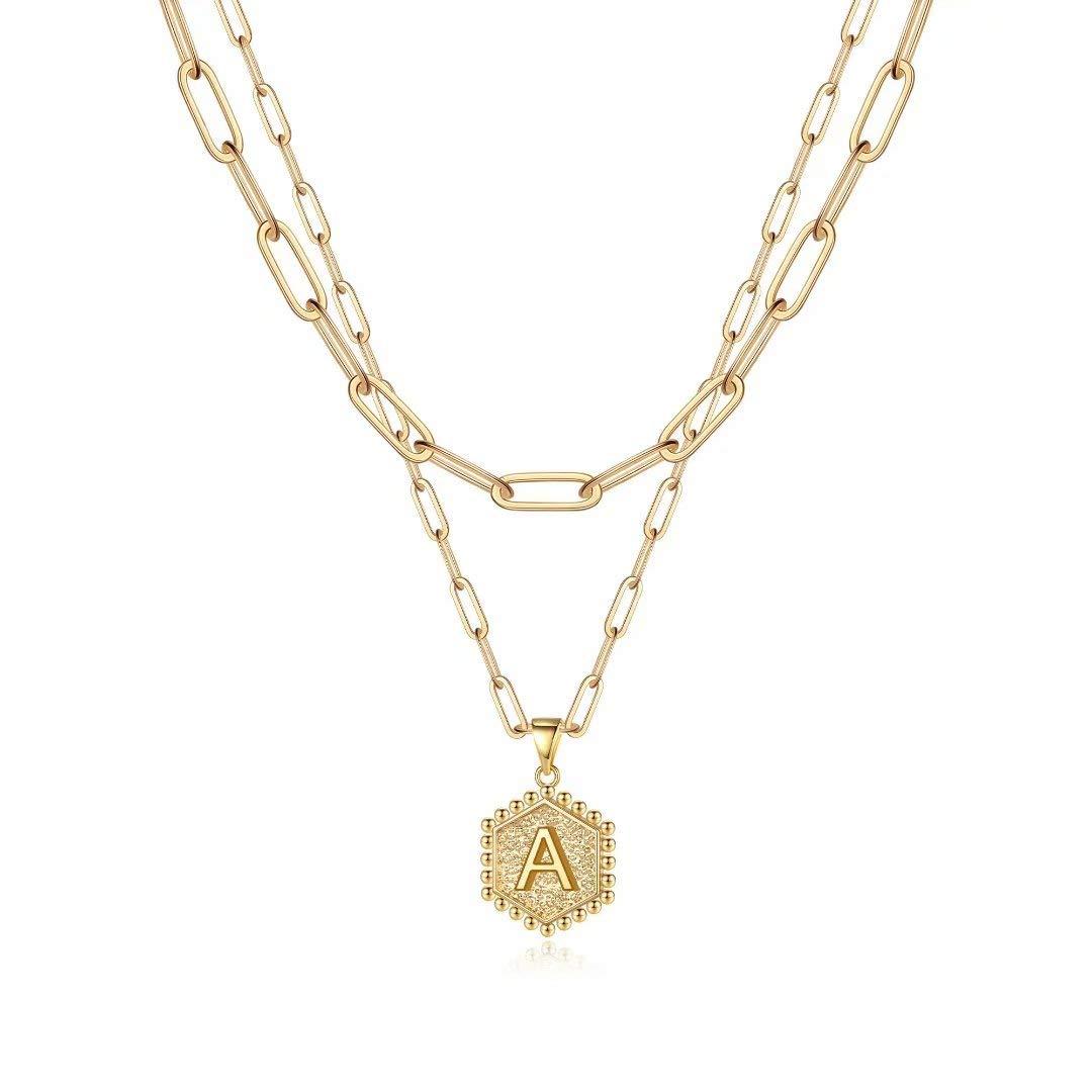 M MOOHAM 14K Gold-Plated Initial A Necklace