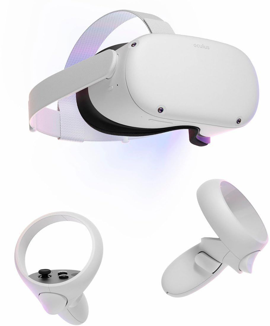 Meta Quest 2 128GB VR headset with controllers on white background