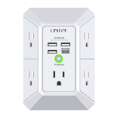 QINLIANF 5 Outlet Wall Tap with USB