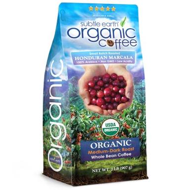 Subtle Earth Organic Medium-Dark Roast Whole Bean Coffee, 2 lb | Mubboo