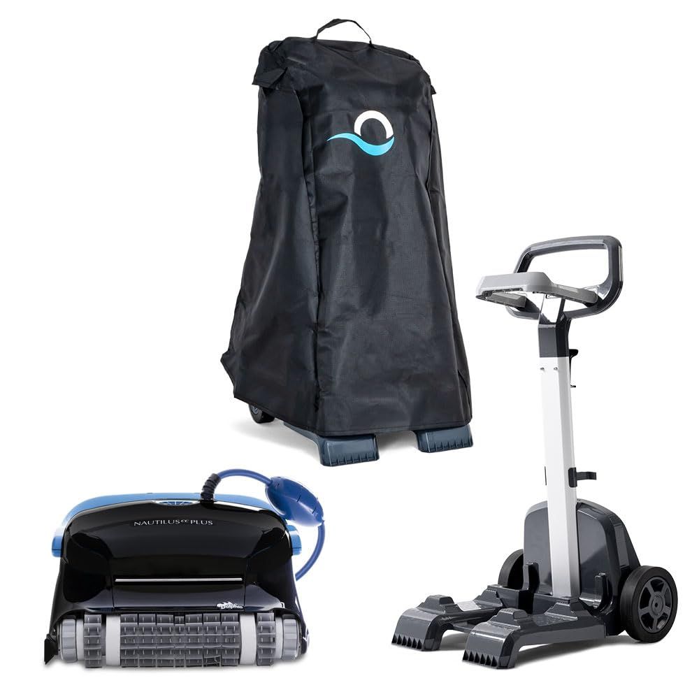 Dolphin Nautilus CC robotic pool vacuum on a pool floor