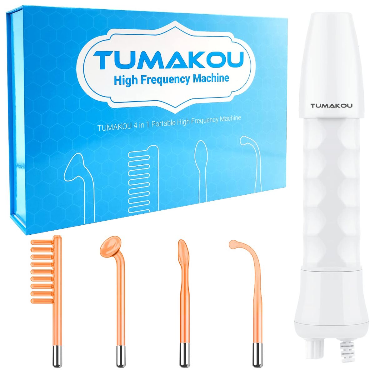TUMAKOU portable high frequency facial wand with 4 tubes