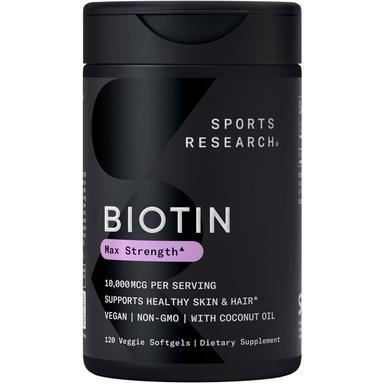 Sports Research Biotin 10,000 mcg with Organic Coconut Oil
