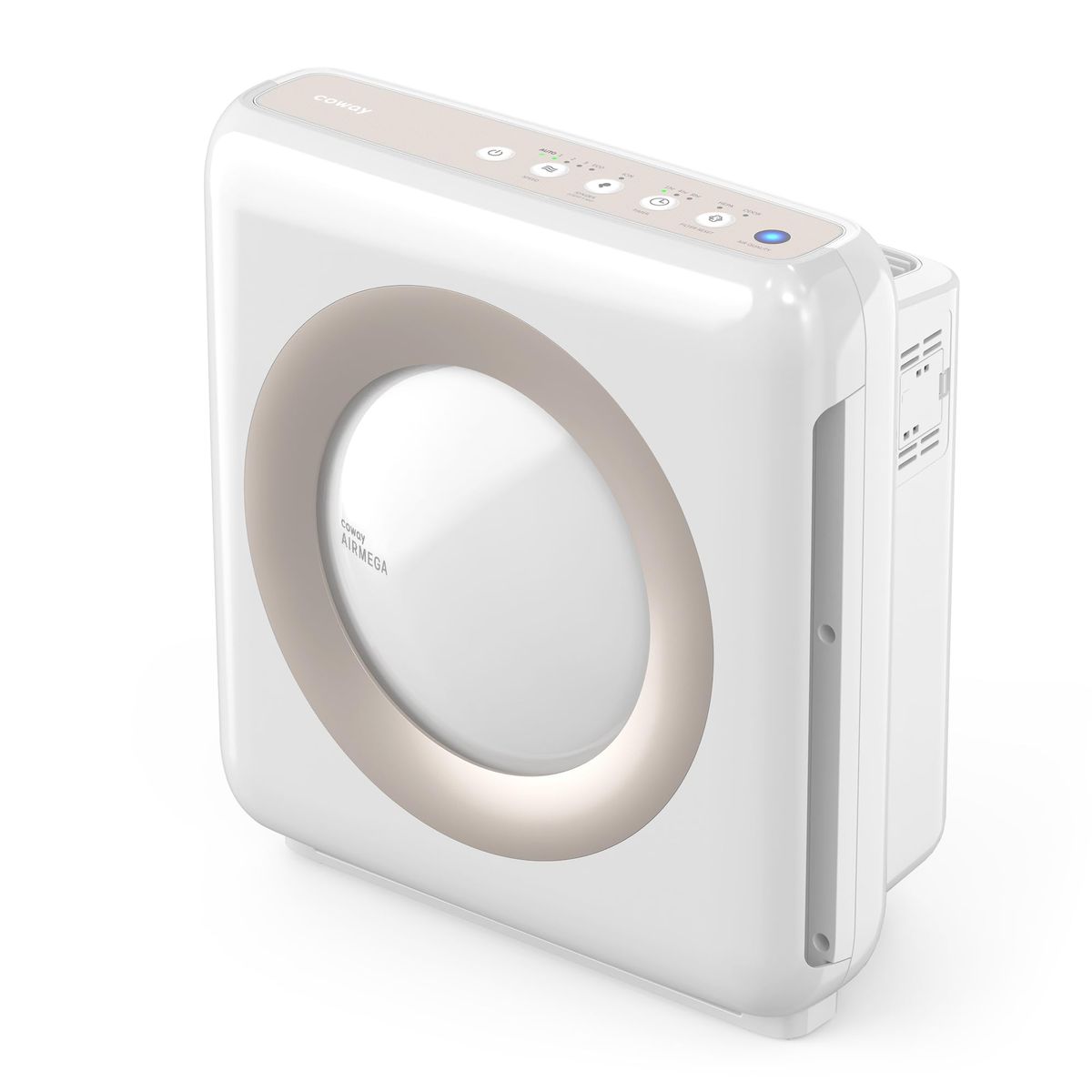 Coway Airmega AP-1512HH white air purifier in a modern living room