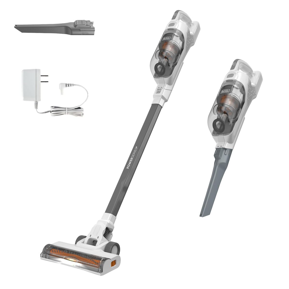 Black+Decker POWERSERIES+ cordless stick vacuum cleaning hardwood floor