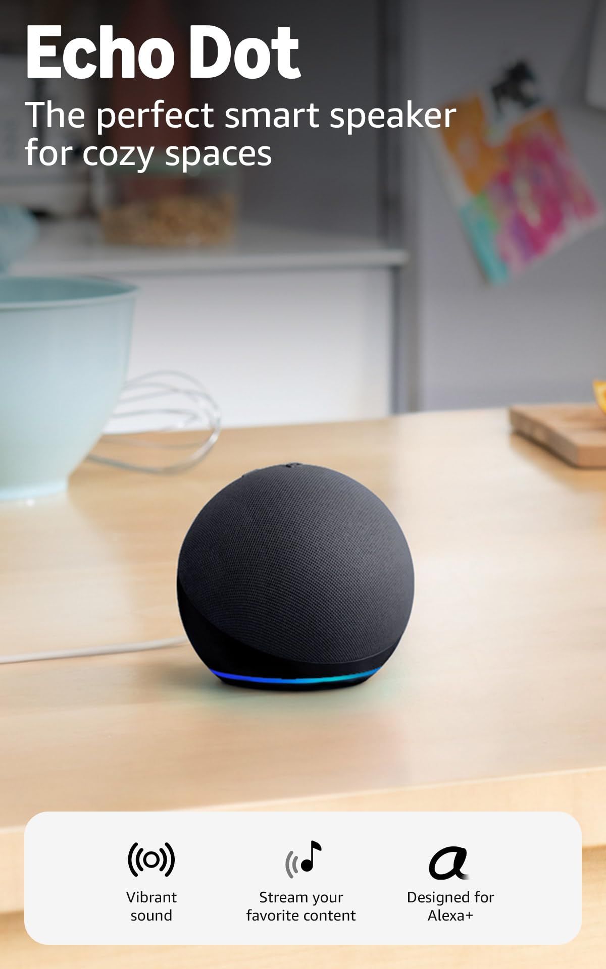 Amazon Echo Dot smart speaker on a table