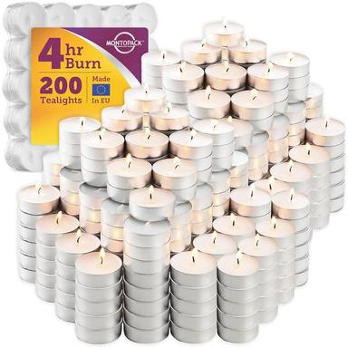 MontoPack Unscented Tea Light Candles 200 Pack