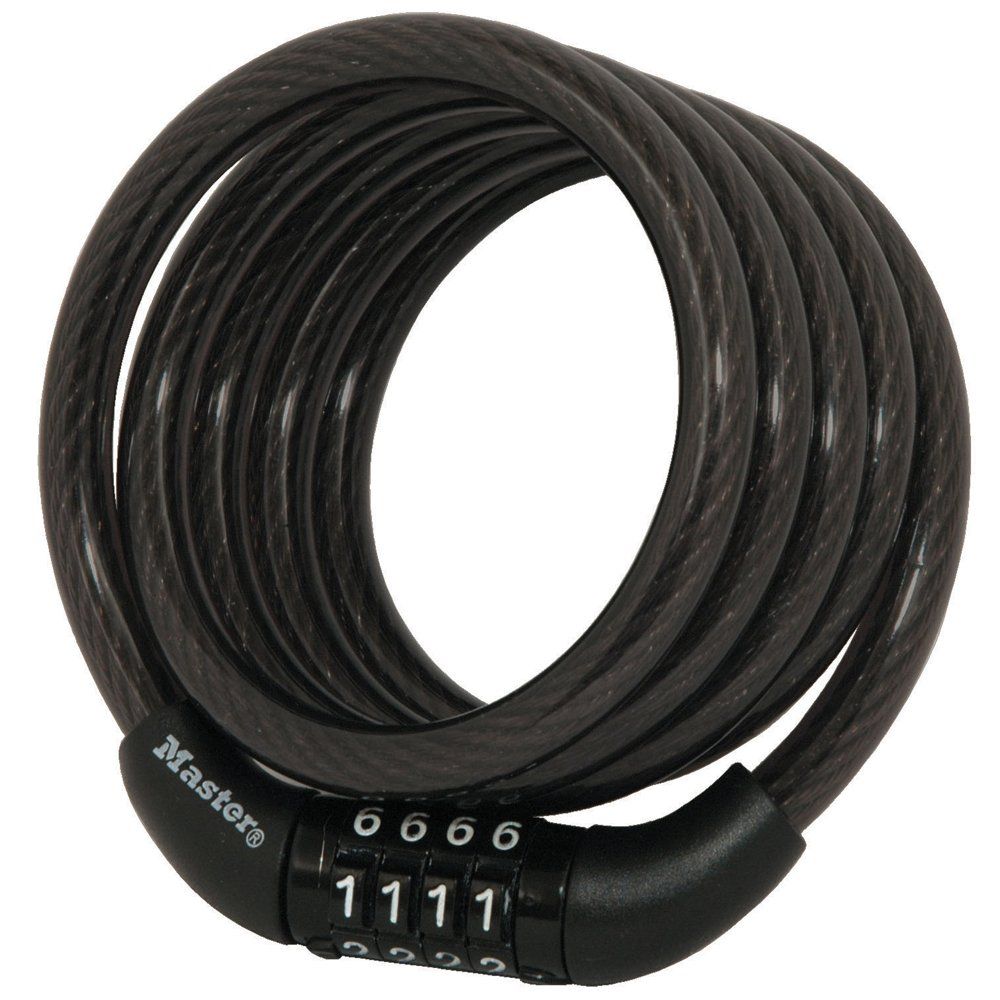 Master Lock 8143D combination cable lock on a bicycle | Mubboo