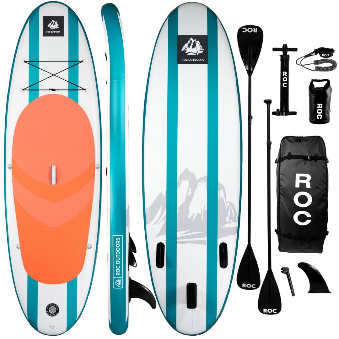 Roc Inflatable Stand Up Paddle Board in aqua color