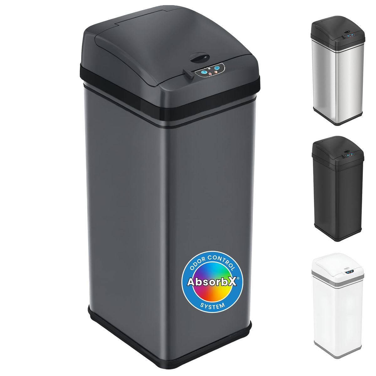 iTouchless 13 Gallon Smart Bin with Odor Filter, Stainless Steel Kitchen Trash Can