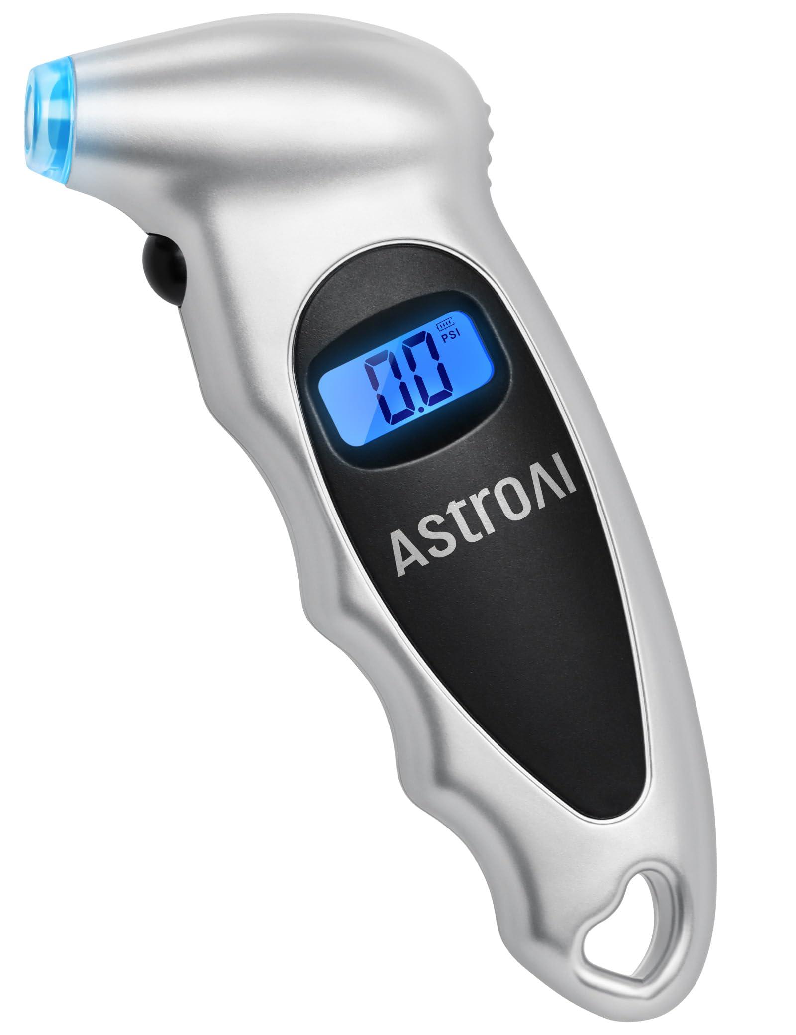 AstroAI Digital Tire Pressure Gauge 0-150PSI with illuminated nozzle and backlit LCD