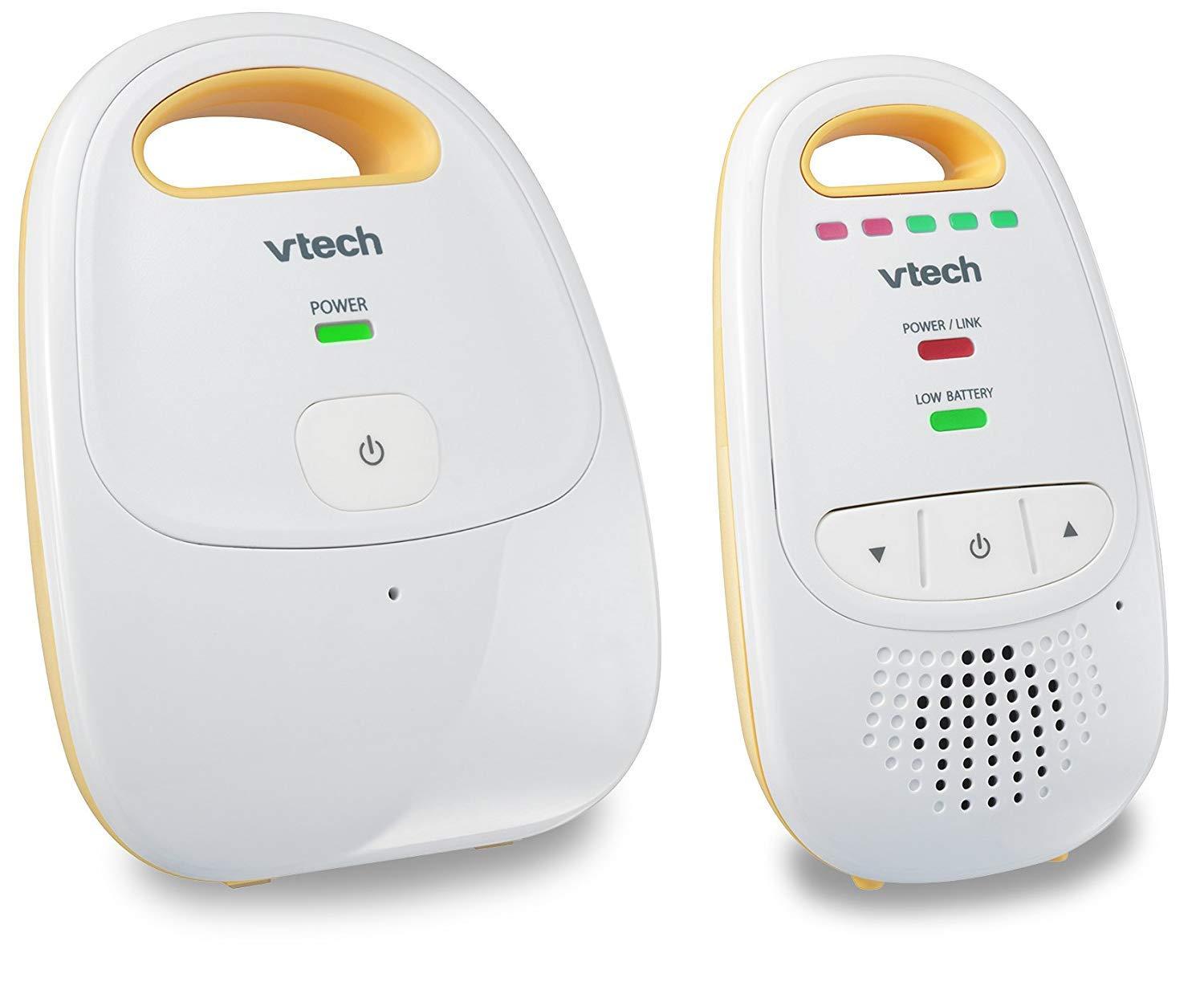 VTech Upgraded Audio Baby Monitor with rechargeable battery on nightstand