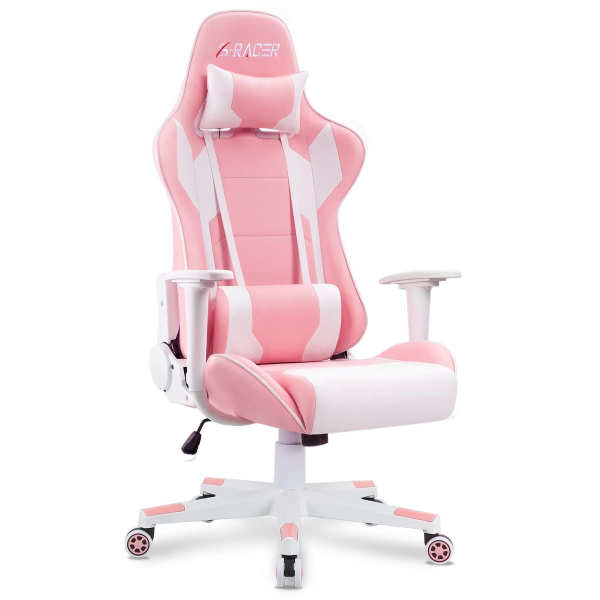 Homall Gaming Chair in pink with headrest and lumbar support