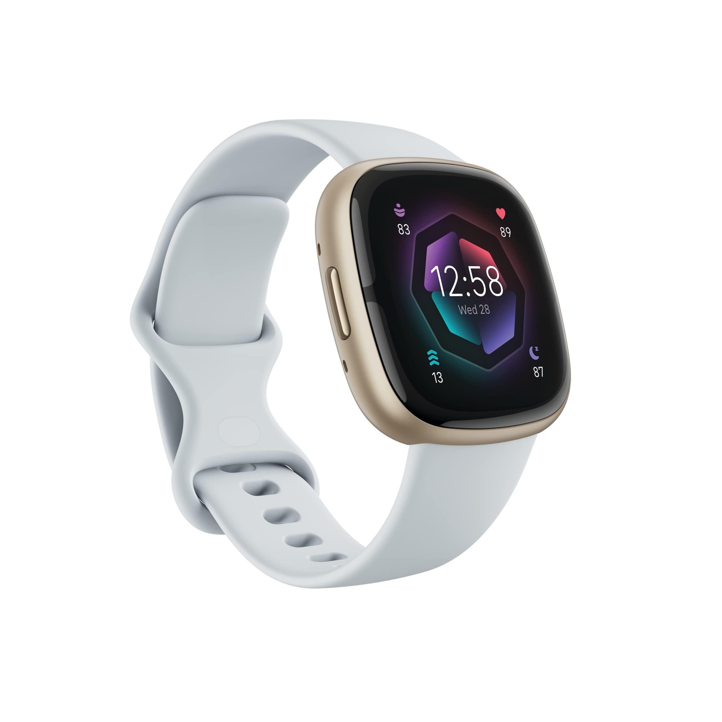 Fitbit Sense 2 smartwatch on wrist with fitness tracking display