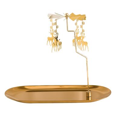 Creahaus Spinning Candle Holder with Tray, Glod Carousel Candle Spinner, Christmas Elk | Mubboo