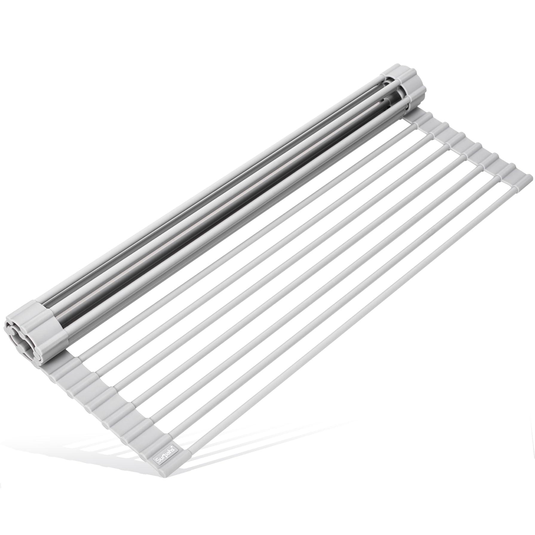 Surpahs 17.5 x 13.1 Inch Roll-Up Dish Drying Rack over a sink