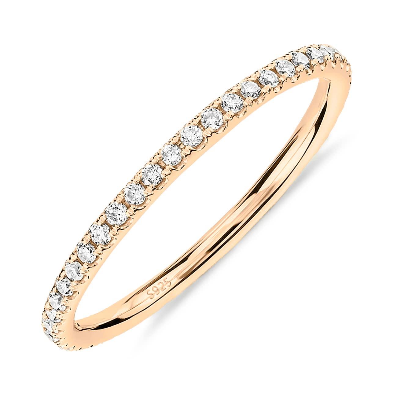 PAVOI 14K Gold Plated Stackable CZ Ring on white background