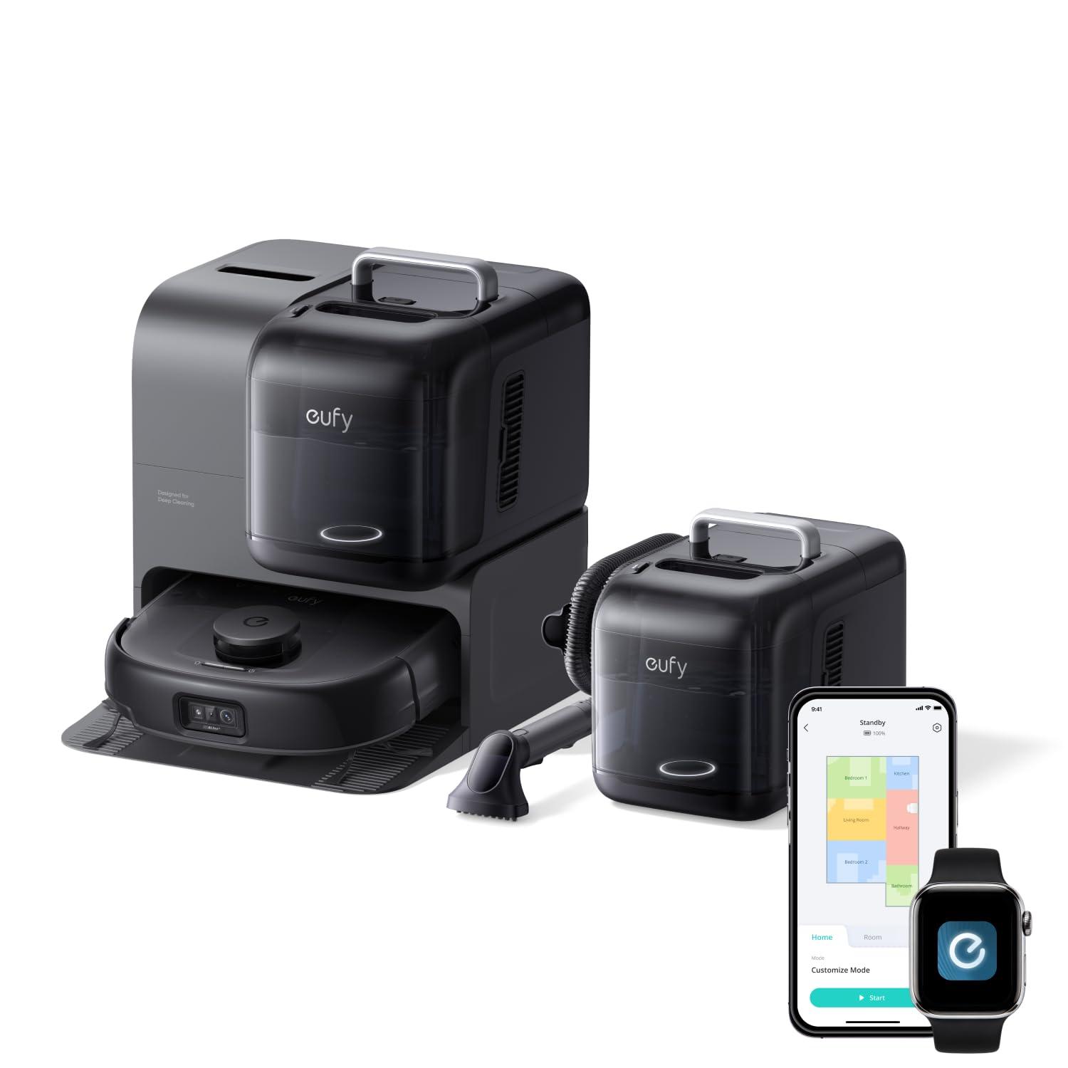 eufy Robot Vacuum E28 with self-washing roller mop and detachable carpet cleaner