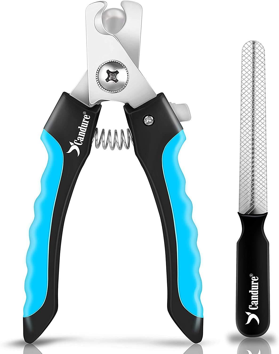 Candure dog nail clippers with safety guard and nail file