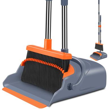 Kelamayi Broom and Dustpan Set (Gray&Orange)