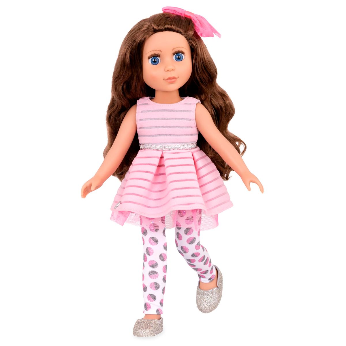 Glitter Girls 14-Inch Fashion Doll with brown hair and blue eyes wearing pink dress