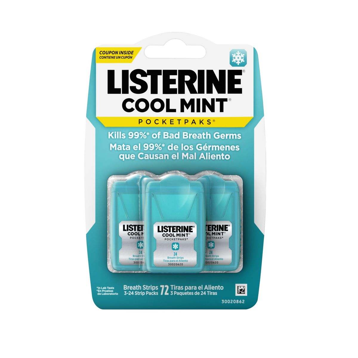 Listerine Cool Mint PocketPaks Breath Strips 3-pack of 24