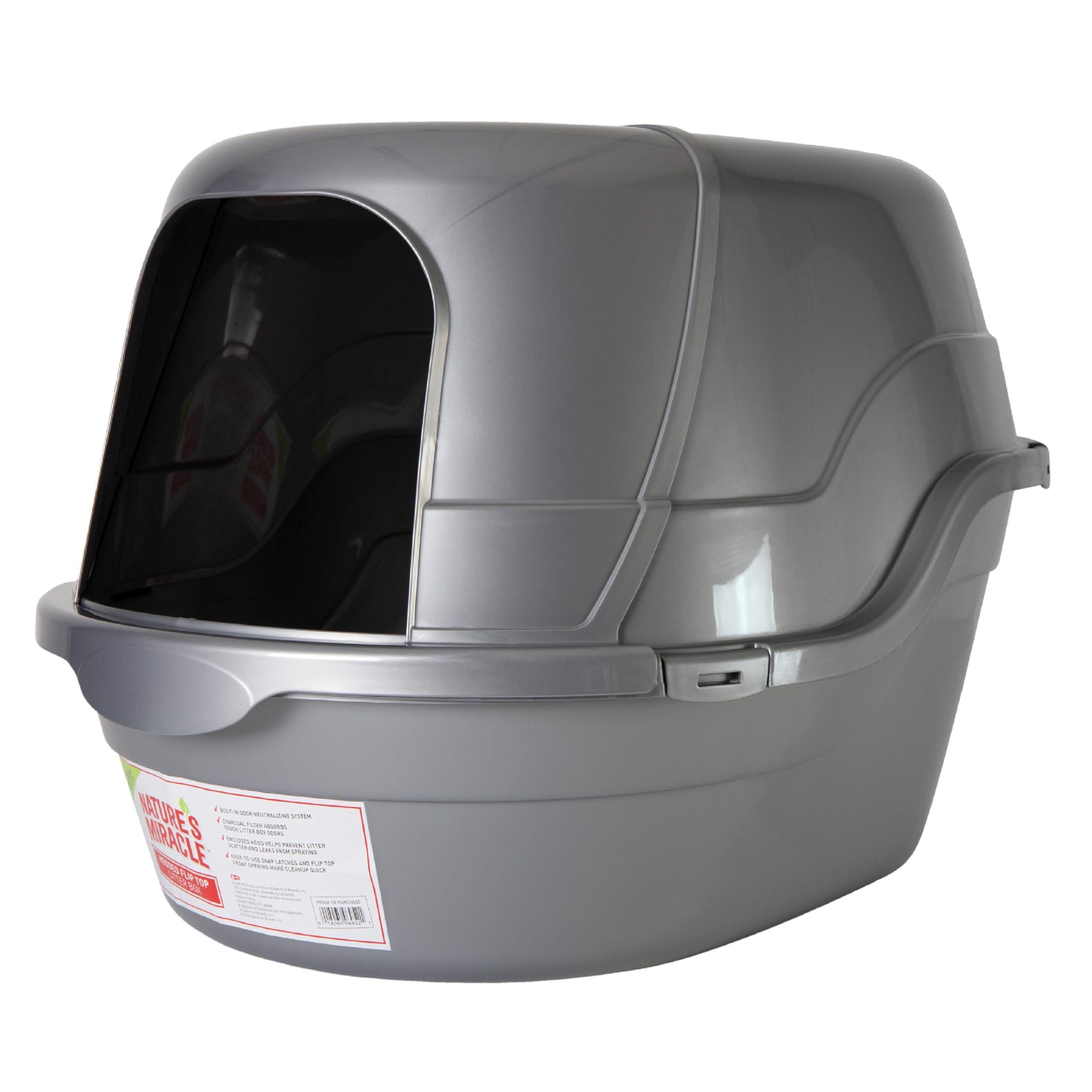 Nature's Miracle Hooded Flip Top Litter Box on a white background