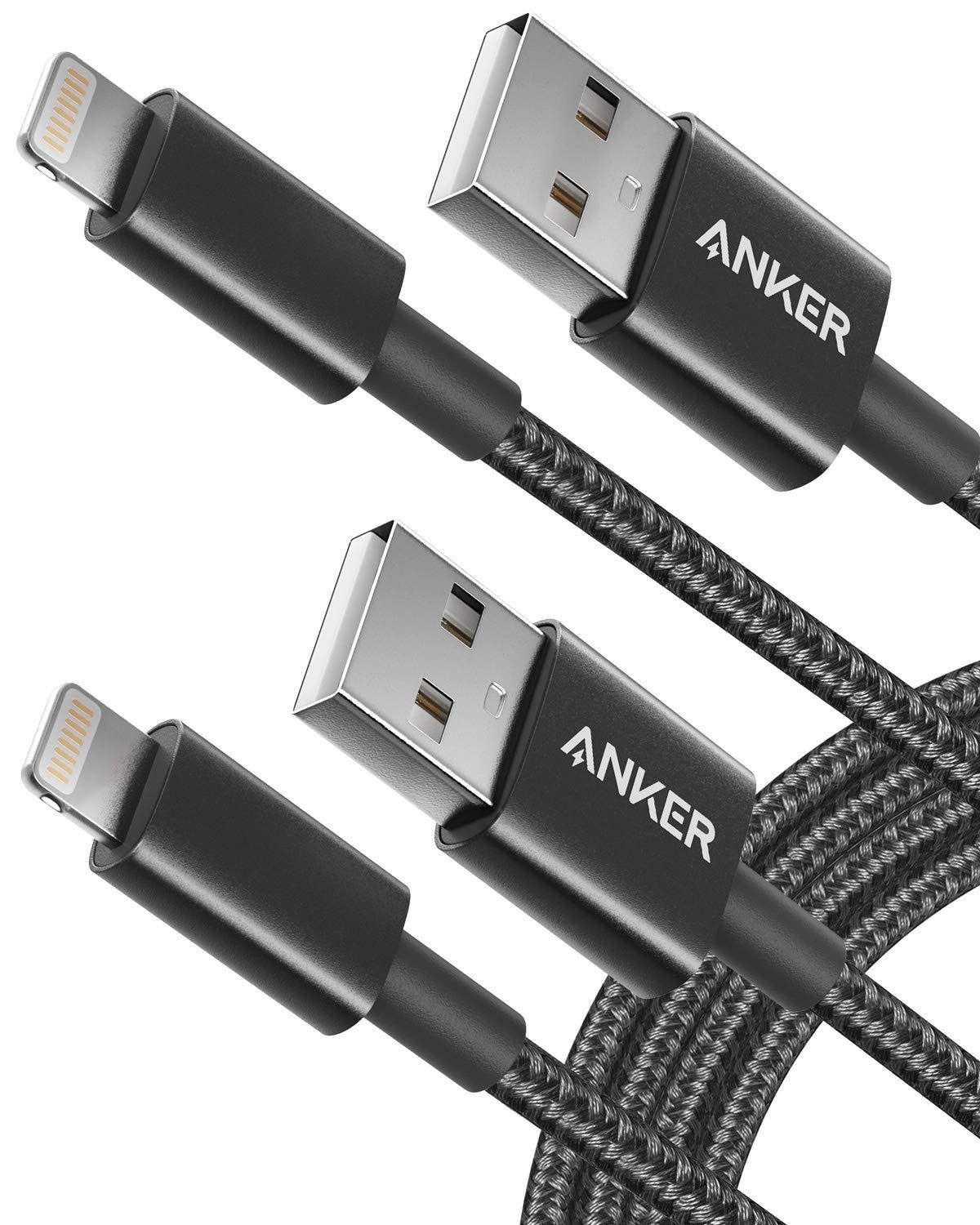 Anker 6 ft Premium Double-Braided Nylon Lightning Cable 2-pack