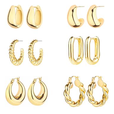 ALLHOLA 6-Pair Gold Hoop Set