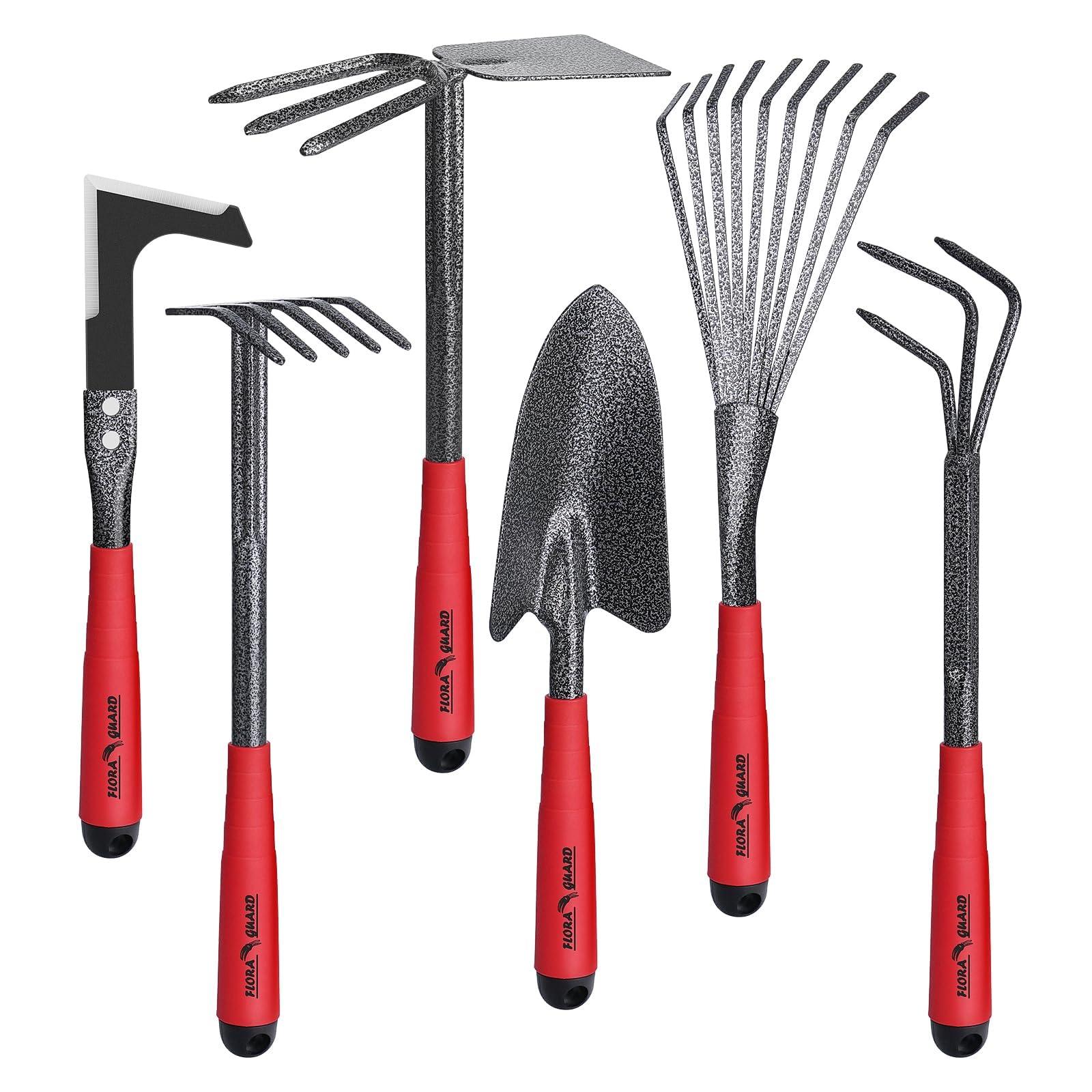 FLORA GUARD 6-Piece Garden Tool Set on a wooden table