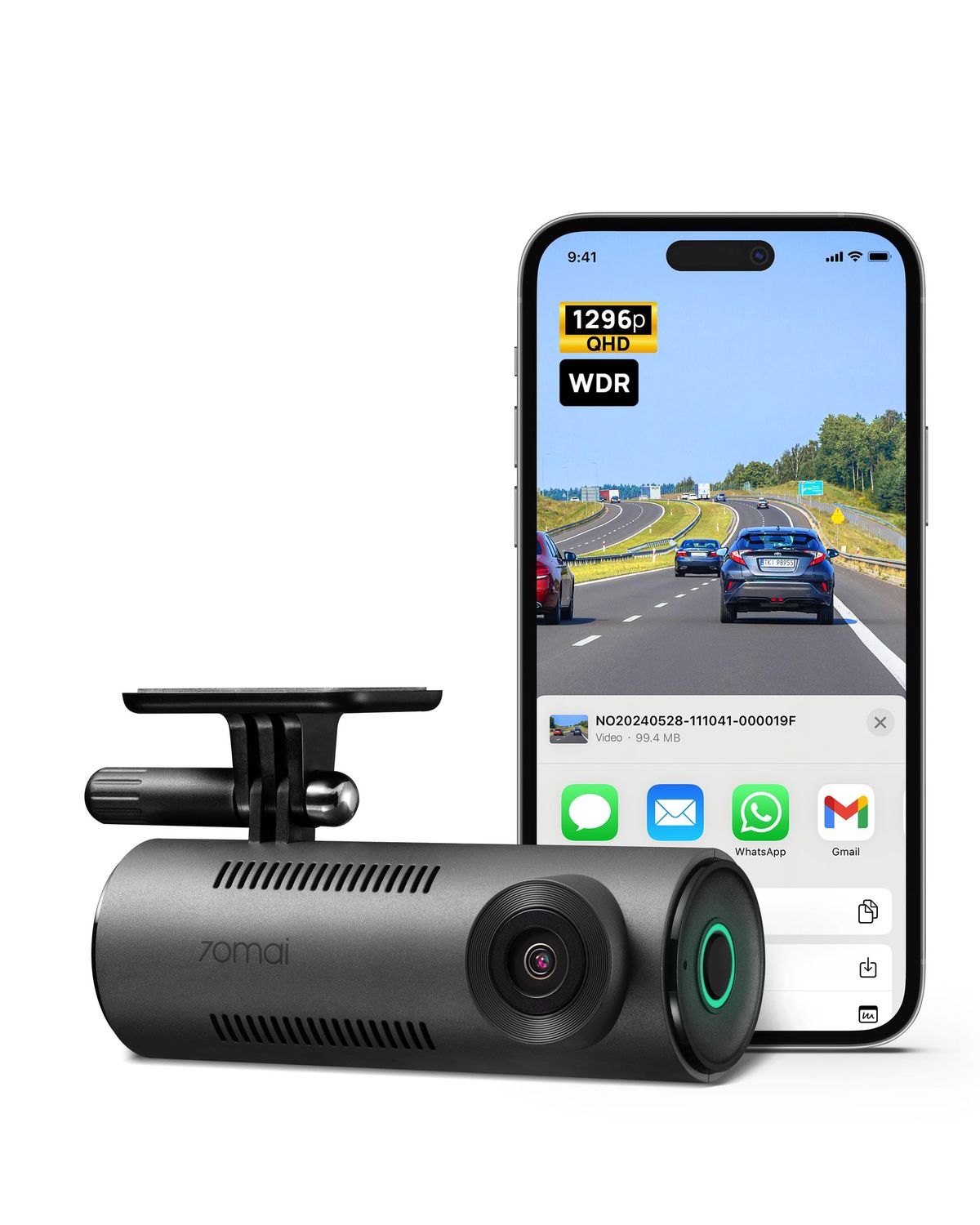 70mai Dash Cam M310 mounted on a car windshield | Mubboo