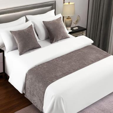 AMBERIS Bed Runner Grey, Chenille Soft No Fading Modern Bed Scarf | Mubboo
