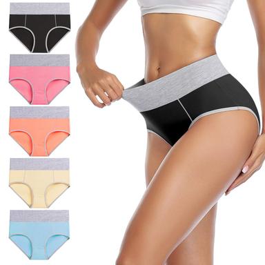 wirarpa Women's Cotton High Waist Briefs 5‑Pack