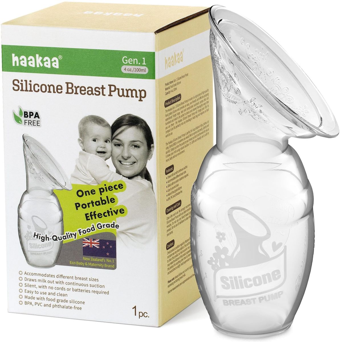 Haakaa Manual Breast Pump silicone clear 4oz bottle