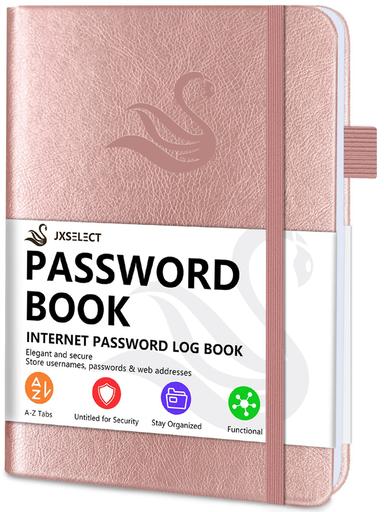 Elegant Password Book with Alphabetical Tabs (Rose Gold)